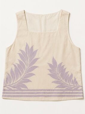 Mable Cream Lavender Tropical Print Cropped Tank Top NWT